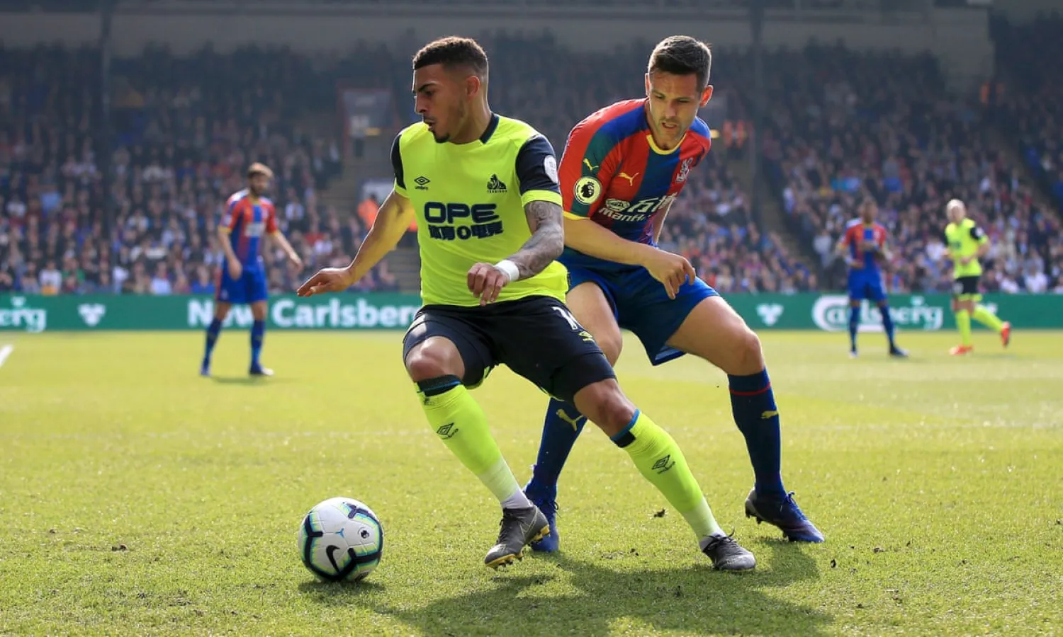 Karlan Grant is Huddersfield’s joint top scorer this season with three goals but there will be hopes he can help them return to the Premier League. Photograph: Marc Atkins/Getty Images
