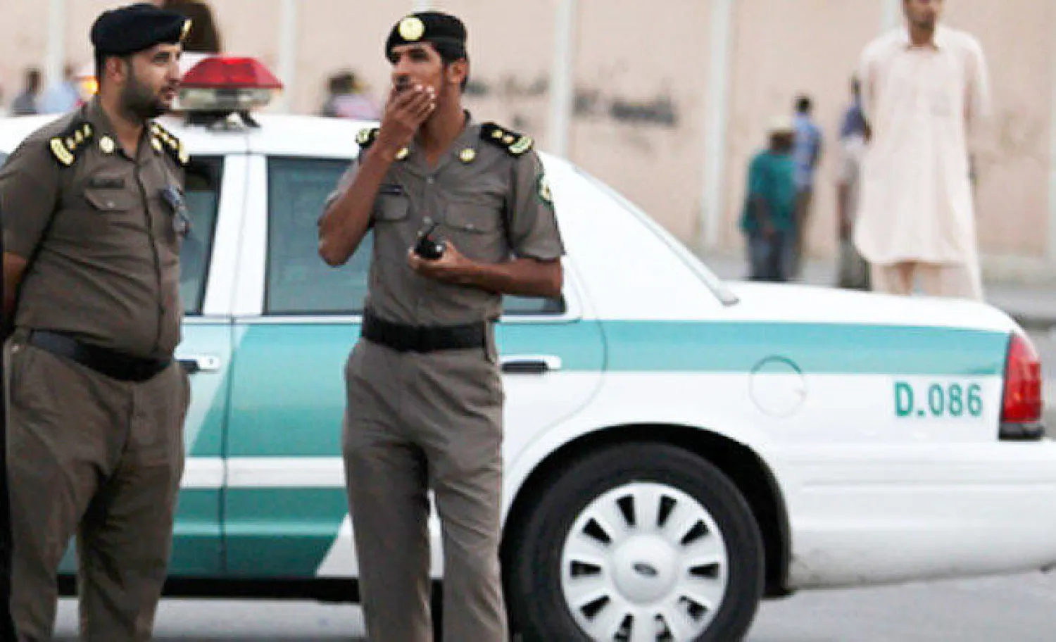 File photo showing two Saudi police officers on patrol. Reuters