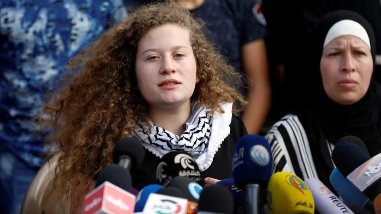 Palestinian teenager Ahed Tamimi speaks during a news conference after she was released from an Israeli prison, in Nabi Saleh village in the occupied West Bank on July 29 | Reuters/Mohamad Torokman