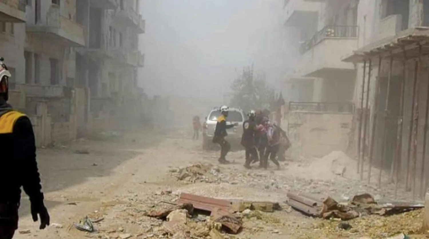 İdlib kırsalındaki Cisr eş-Şuğur’un bombalanmasından sonra (Beyaz Baletliler)