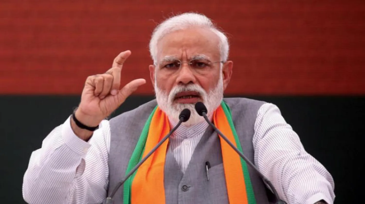Başbakan Narendra Modi seçim programını açıklıyor (AFP)