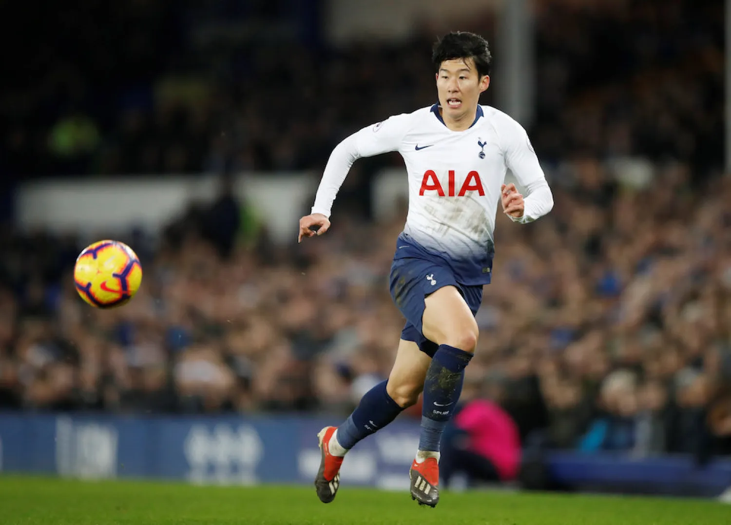 Tottenham’s Son Heung-min in action during the Premier League match against Everton in Liverpool December 23, 2018. (Reuters)