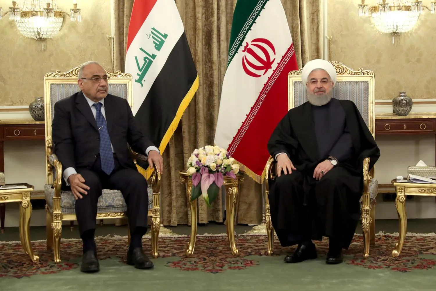  FILE PHOTO: Iranian President Hassan Rouhani meets with Iraq's Prime Minister Adel Abdul Mahdi in Tehran, Iran, April 6, 2019. Official Iranian President website/Handout via REUTERS/File Photo
