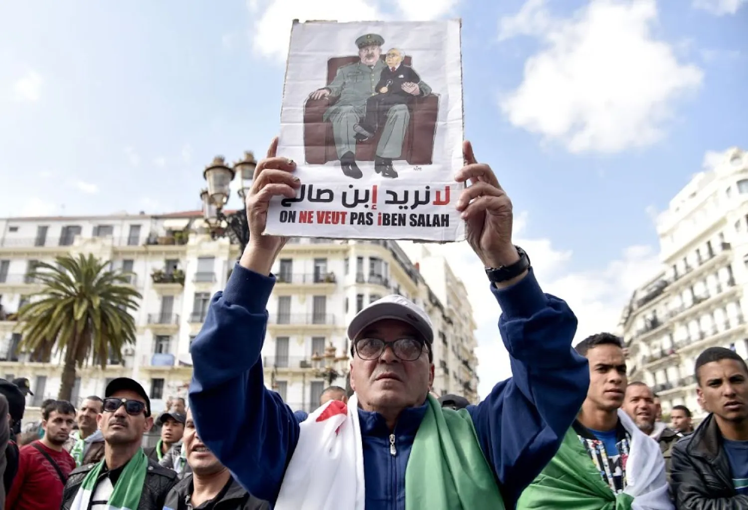 An Algerian protester in the capital Algiers, Algeria, on April 12 2019. (AFP)