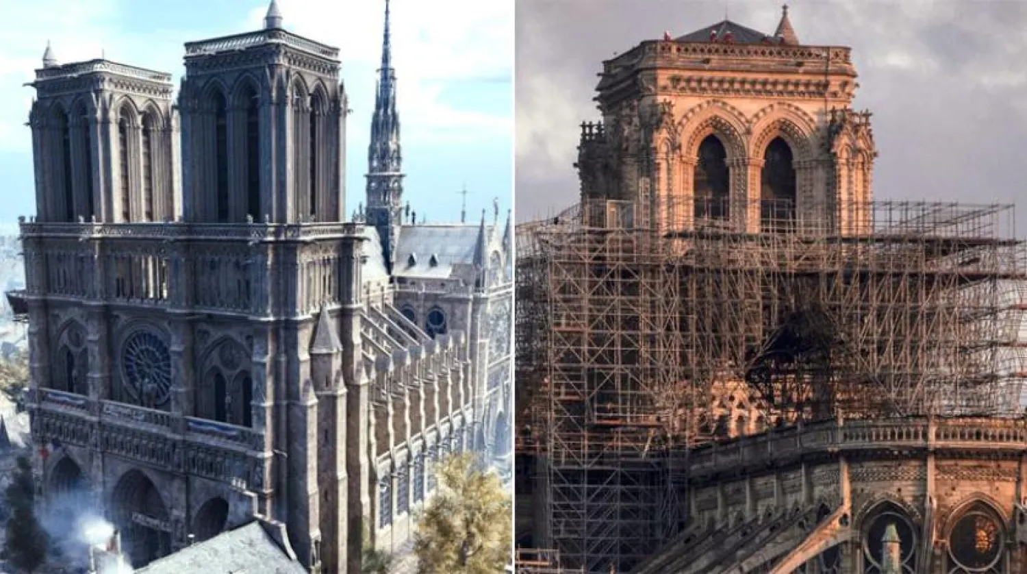 Notre Dame Katedrali yanarken (AP)