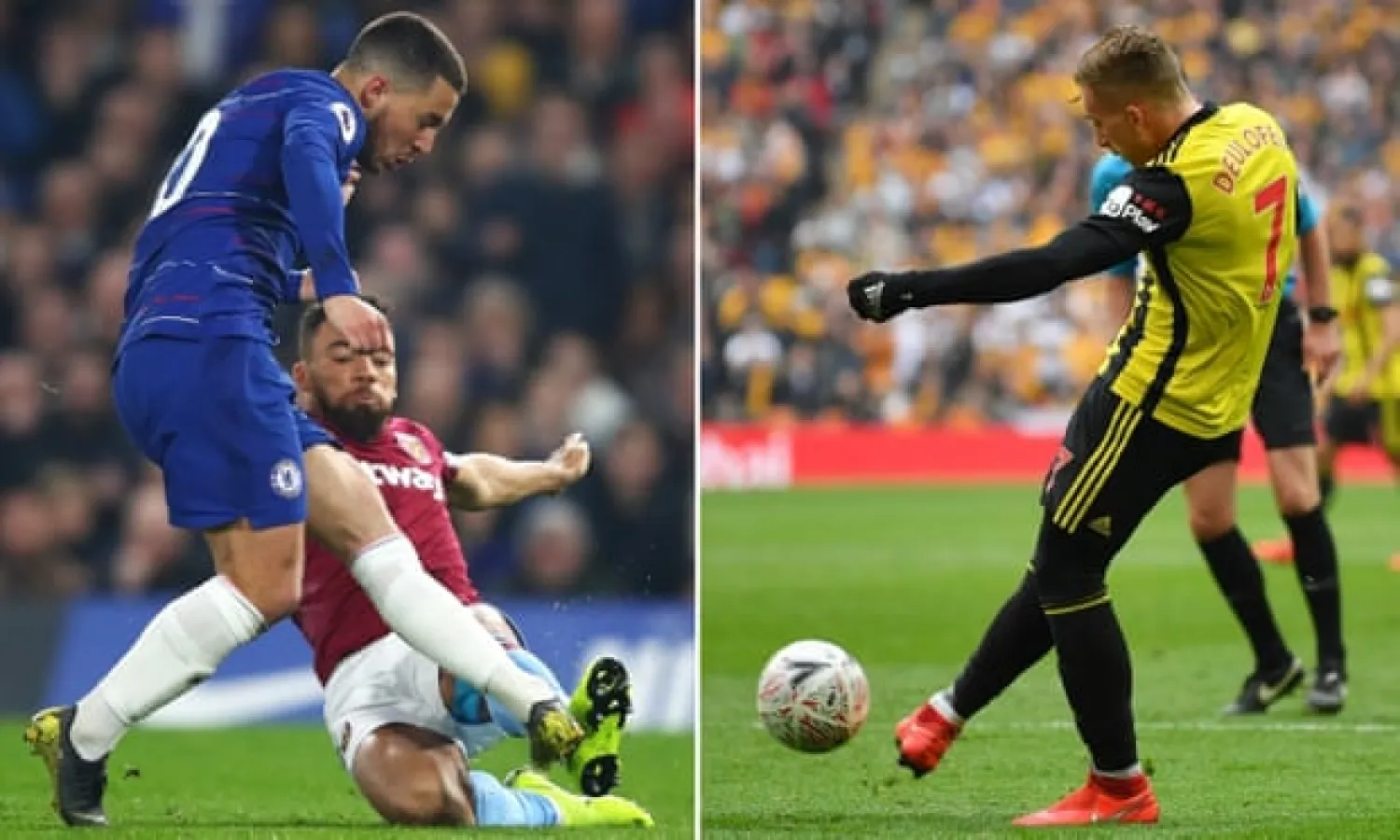  Eden Hazard and Gerard Deulofeu lit up Stamford Bridge and Wembley respectively with moments of individual magic. Composite: Getty Images
