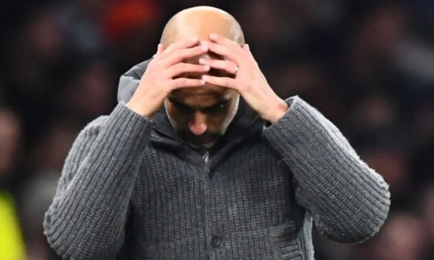  Pep Guardiola, pictured during Manchester City’s defeat at Spurs on Tuesday, effectively created the conditions for the game to become a physical battle. Photograph: Javier García/BPI/Rex/Shutterstock
