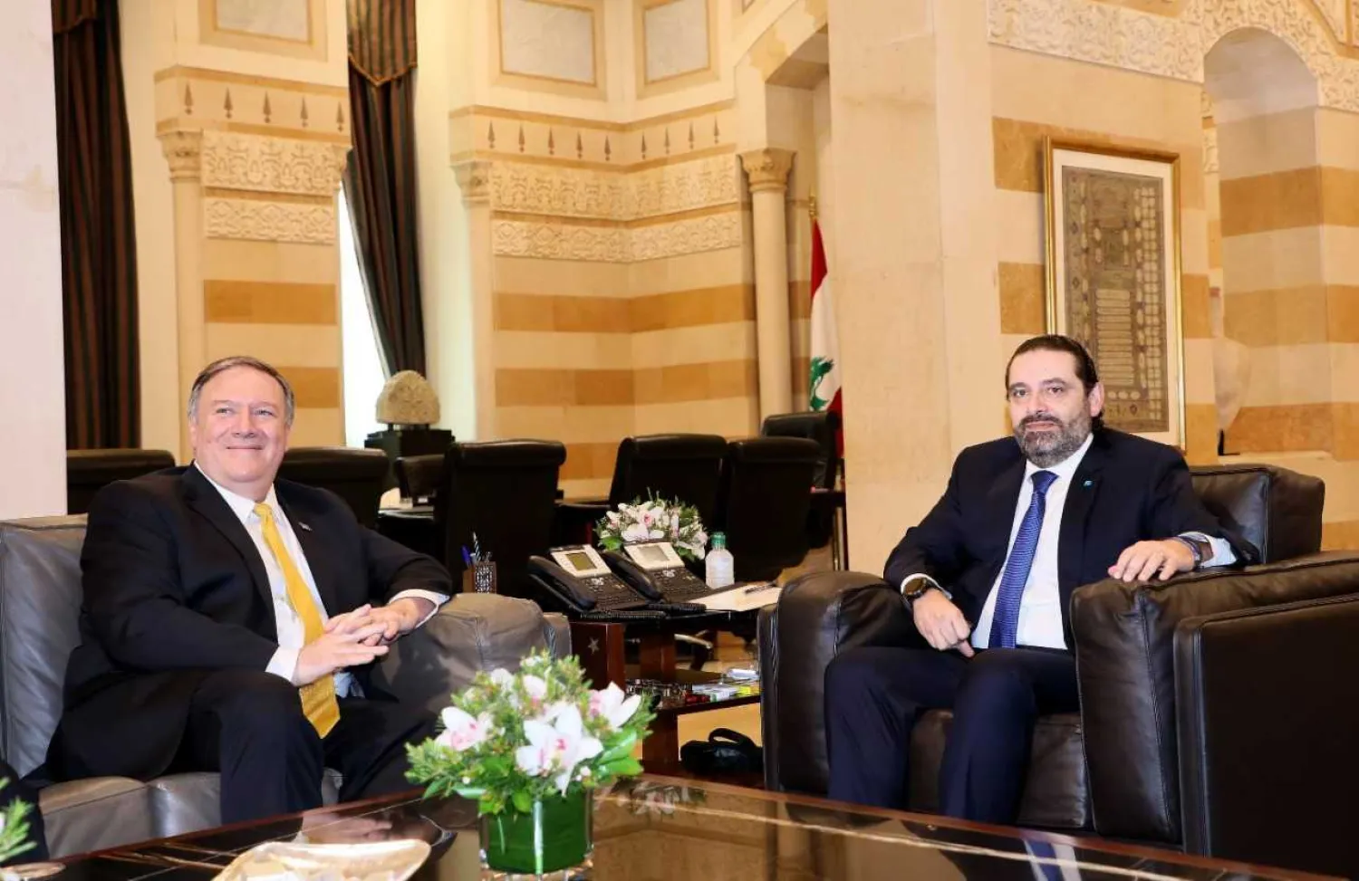 A meeting between Hariri and Pompeo in Beirut last month (NNA)