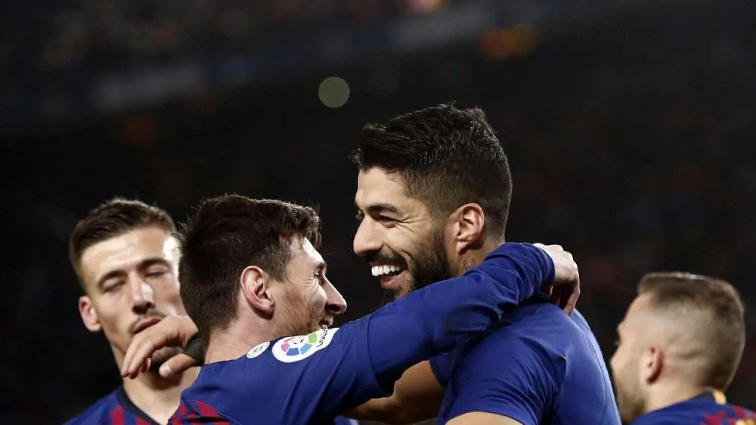 Luis Suarez (R) and Barcelona teammate Lionel Messi. (AFP)