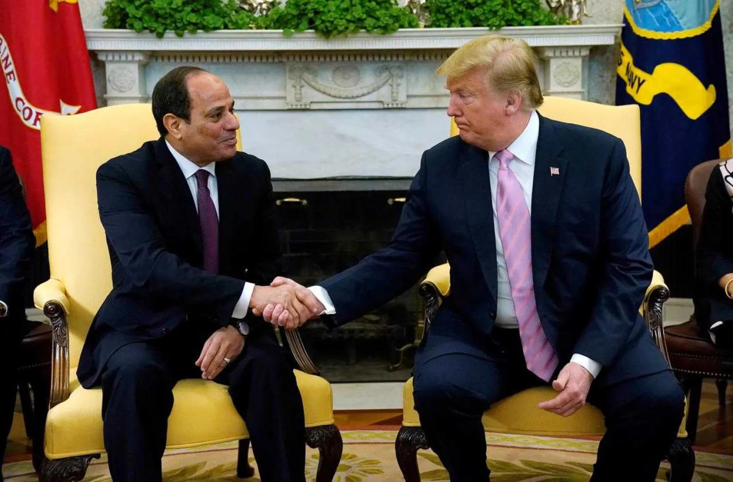 US President Donald Trump meets with Egypt President Abdel Fattah el-Sisi at the White House in Washington, US, April 9, 2019. REUTERS/Kevin Lamarque