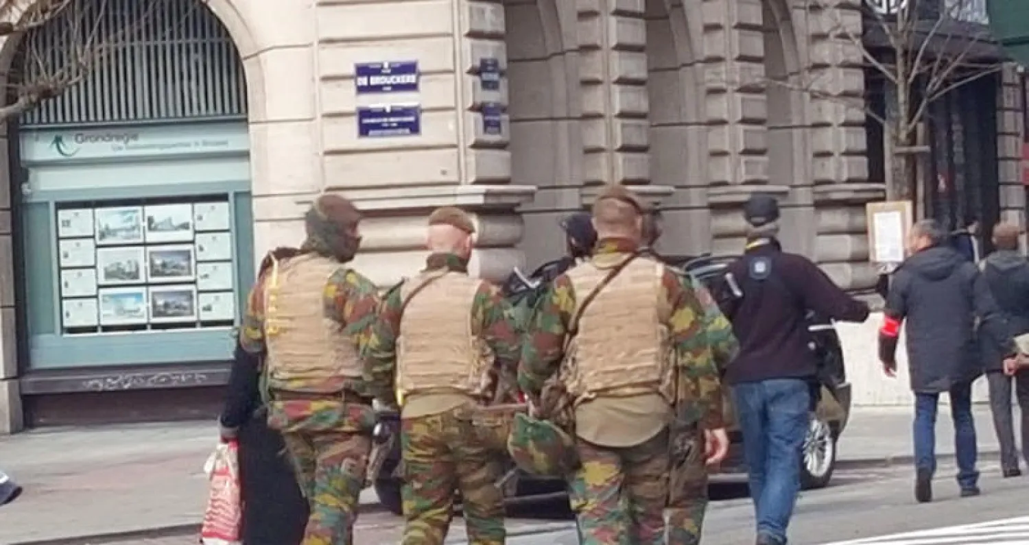 عناصر من الجيش البلجيكي انتشرت بالشوارع في أعقاب تفجيرات بروكسل مارس 2016 (تصوير: عبد الله مصطفى)