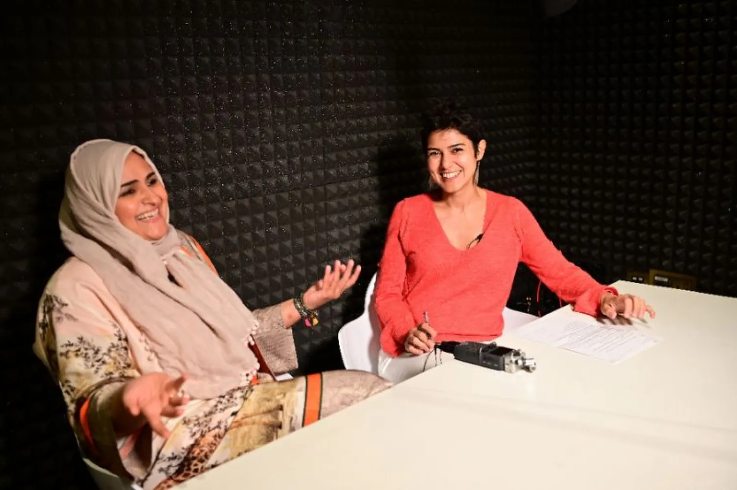 Rana Nawas hosts the English-language podcast 'When Women Win', seeking to tell the stories of successful women from around the world. (AFP)