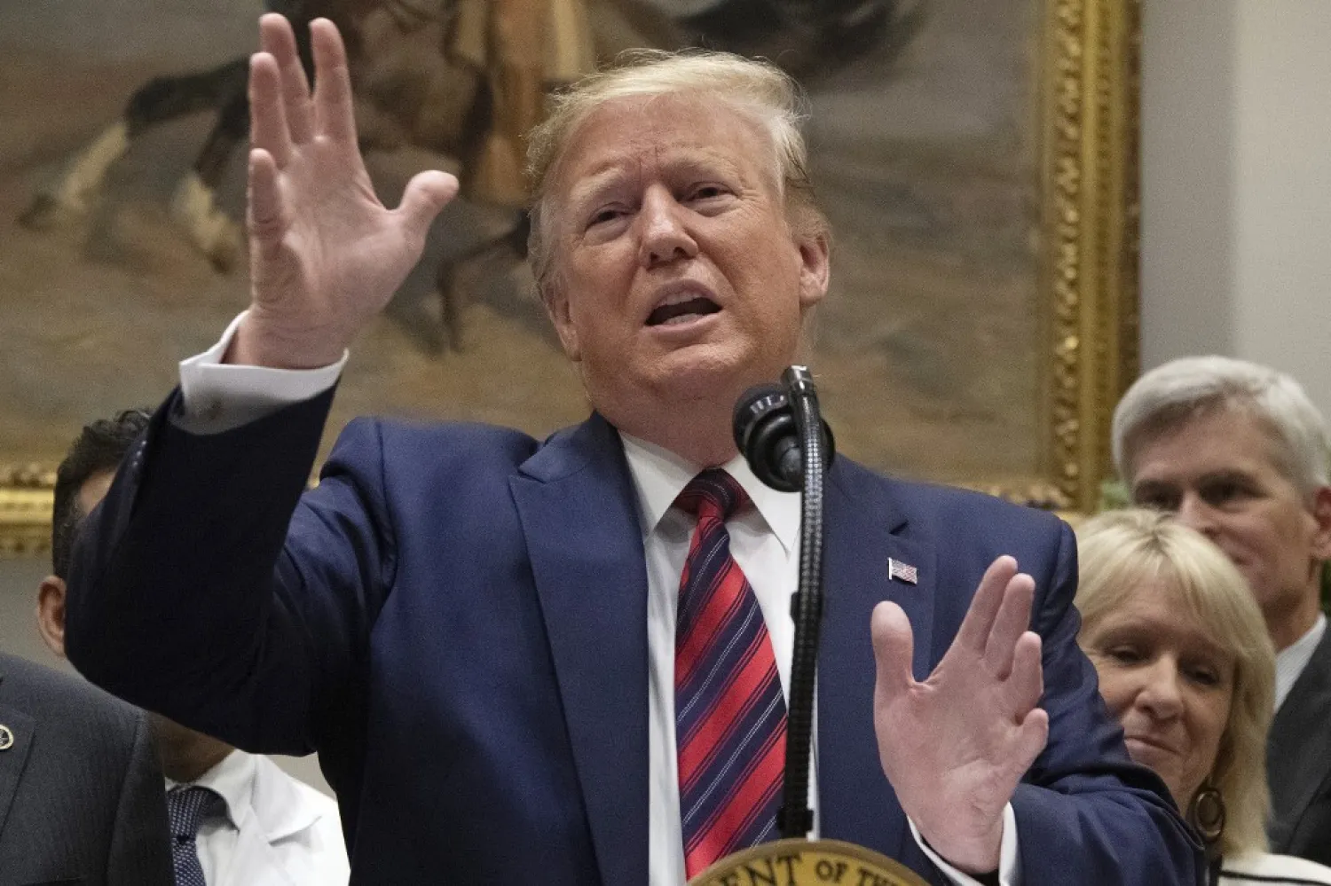 US President Donald Trump speaks during a White House event on May 9. (AFP)