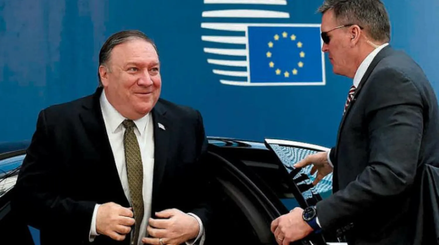Mike Pompeo dün Brüksel'deki Avrupa Birliği (AB) merkezine vardığı sırada (AFP)
