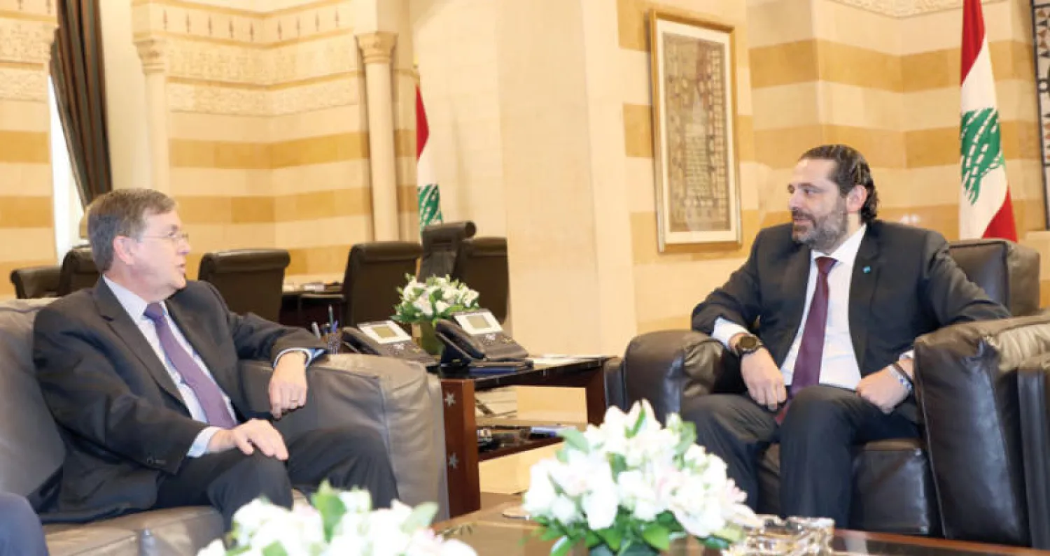 الرئيس سعد الحريري خلال استقباله ساترفيلد امس (دالاتي ونهرا)