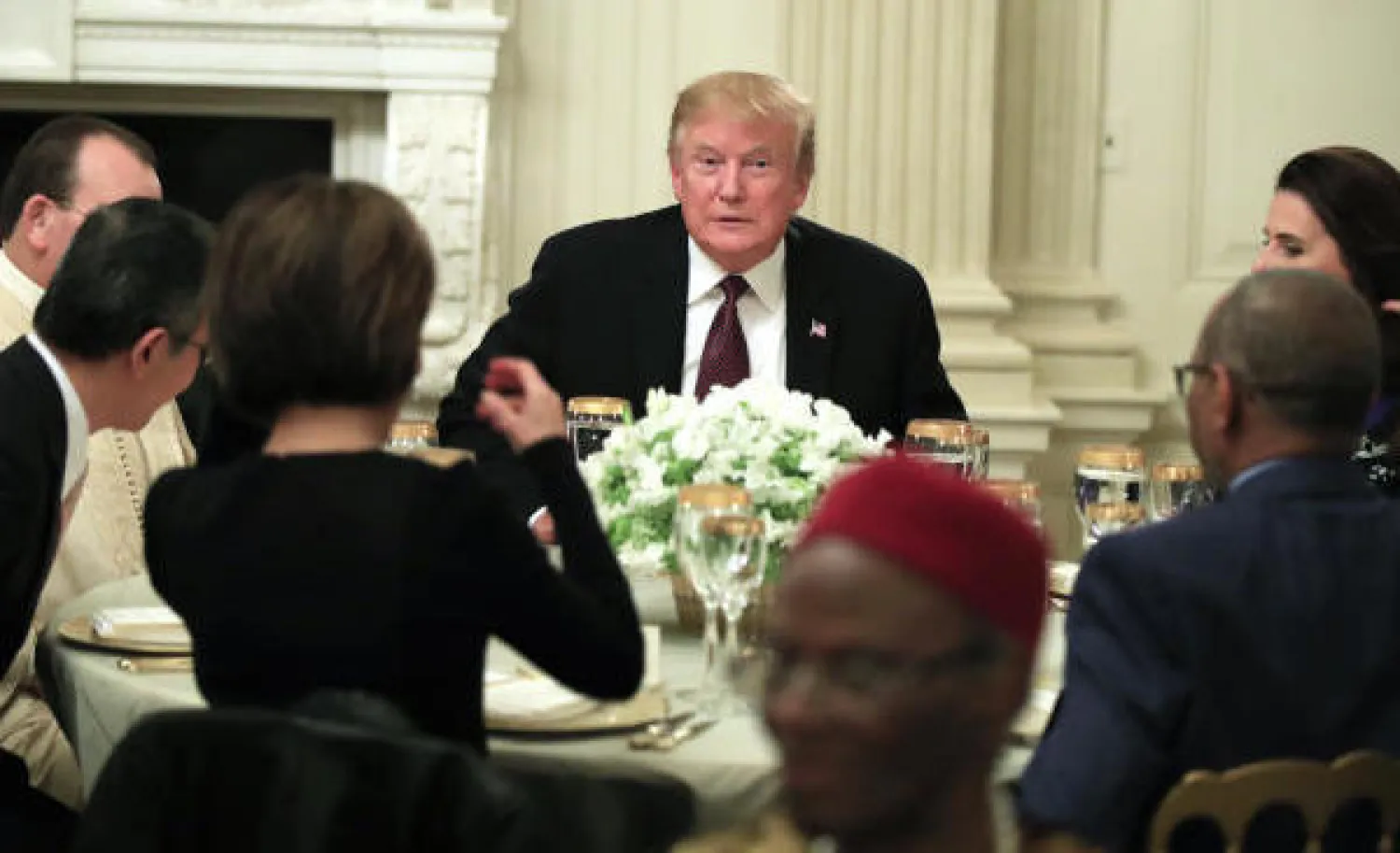 الرئيس الأميركي دونالد ترمب خلال حفل الإفطار الرمضاني الذي نظّمه في البيت الأبيض (أ.ب)