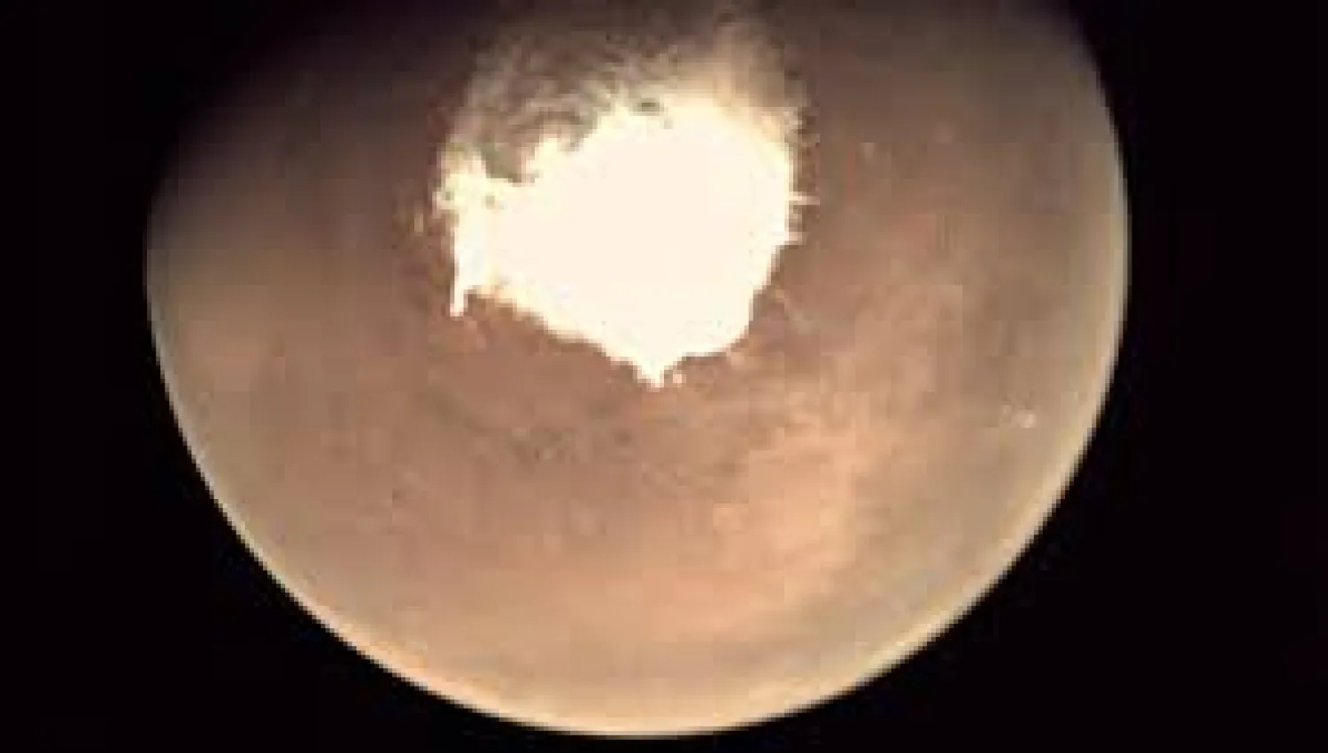 This handout picture released on October 16, 2016 by the European Space Agency (ESA) shows planet Mars as seen by the webcam on ESA's Mars Express orbiter | AFP