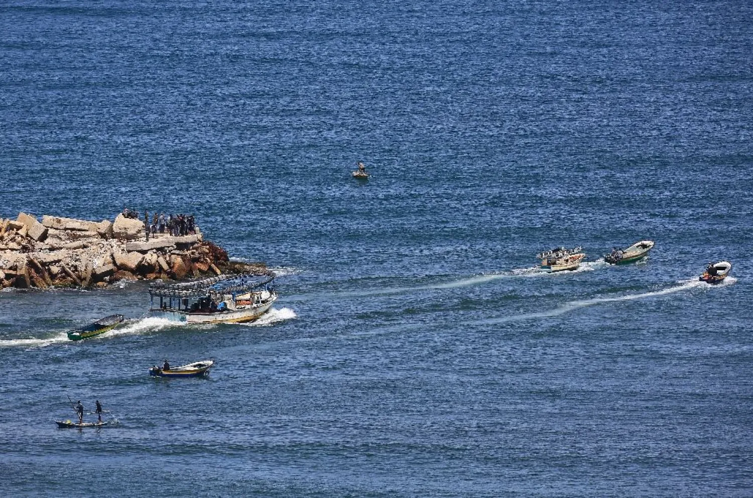 Gaza fishing boats. (AFP Photo/MOHAMMED ABED)