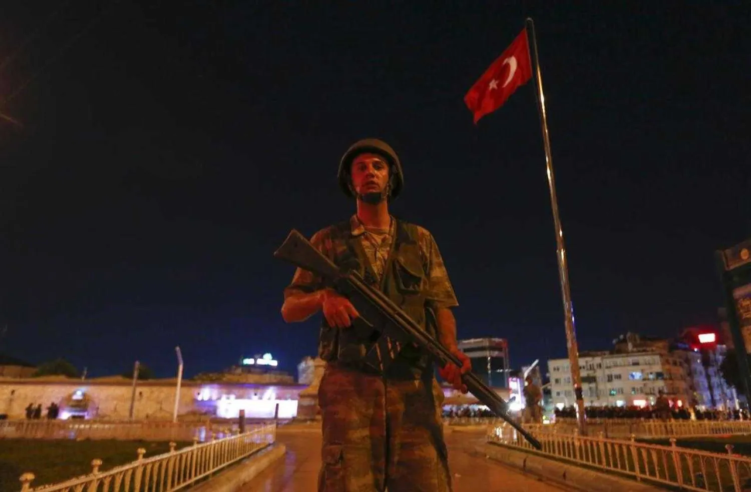 A Turkish military stands guard near the Taksim Square in Istanbul, Turkey. REUTERS/Murad Sezer