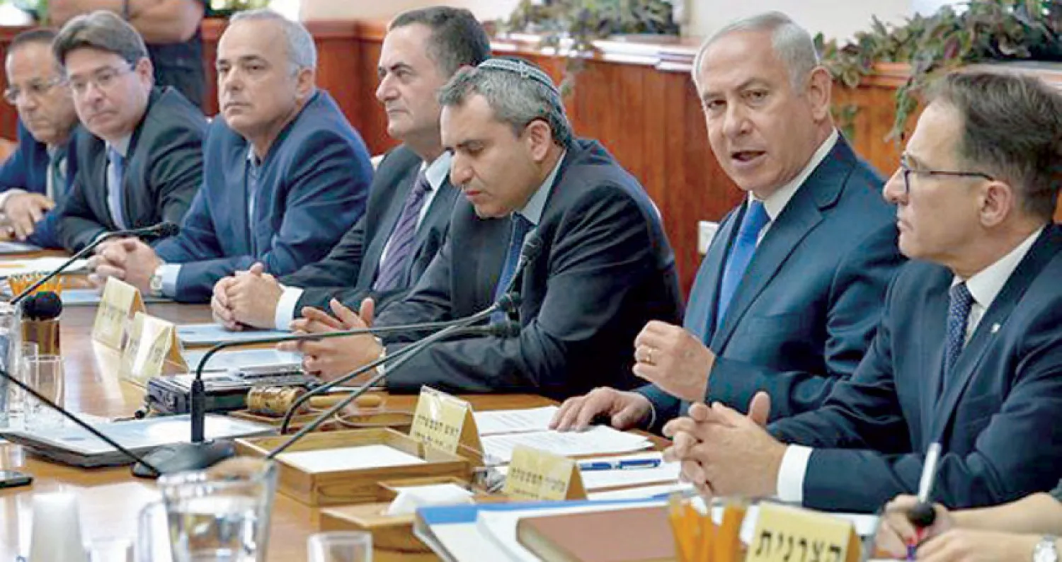 رئيس الوزراء الإسرائيلي بنيامين نتنياهو في الاجتماع الأخير لحكومته المصغرة (موقع الحكومة)