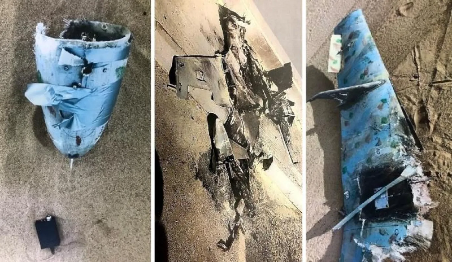 طائرة مسيرة تحمل متفجرات أسقطتها قوات الدفاع الجوي السعودي بعد أن أطلقتها ميليشيا الحوثي باتجاه مطار الملك عبد الله بجازان (واس)