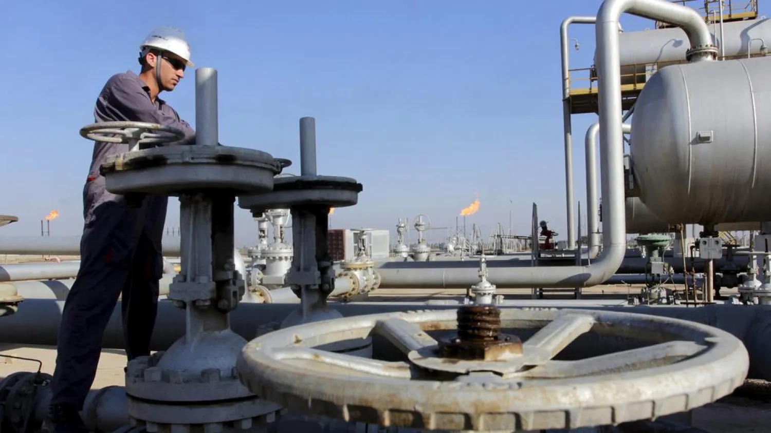 A worker at Nahr Bin Umar oil field, north of Basra, southeast of Baghdad. (Reuters)