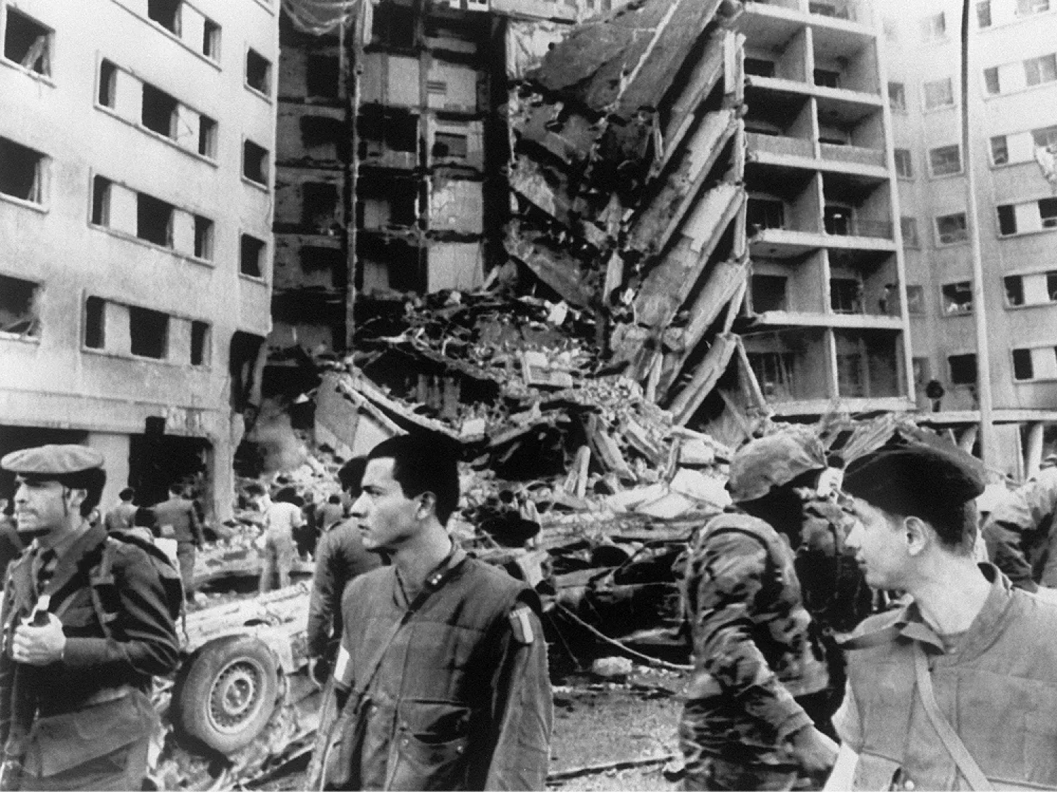 The destroyed section of the US embassy in Beirut following the 1983 bombing. (Getty Images)