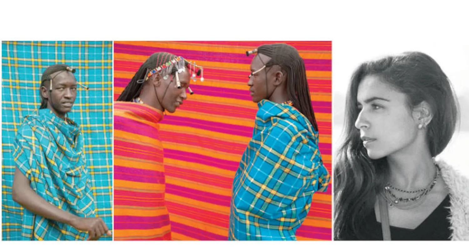 الفنانة المصرية أمينة زاهر -  زاهر تبرز الثقافة الكينية عبر عرض أزياء «فاشن شو» لأبناء قبيلة ماساي (الشرق الأوسط)