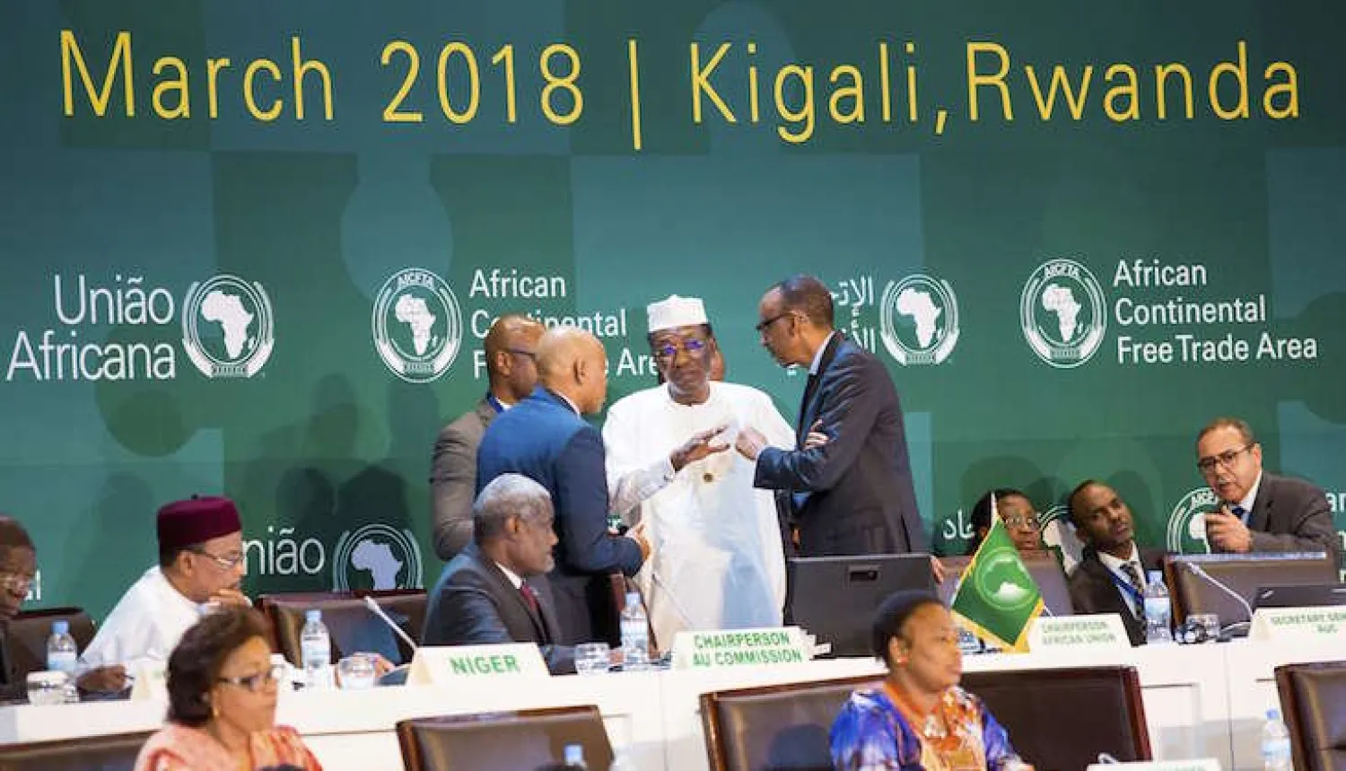 Rwandan President Paul Kagame and 48 other leaders signed the African Continental Free Trade Area framework agreement in March 2018. AP Photo

 