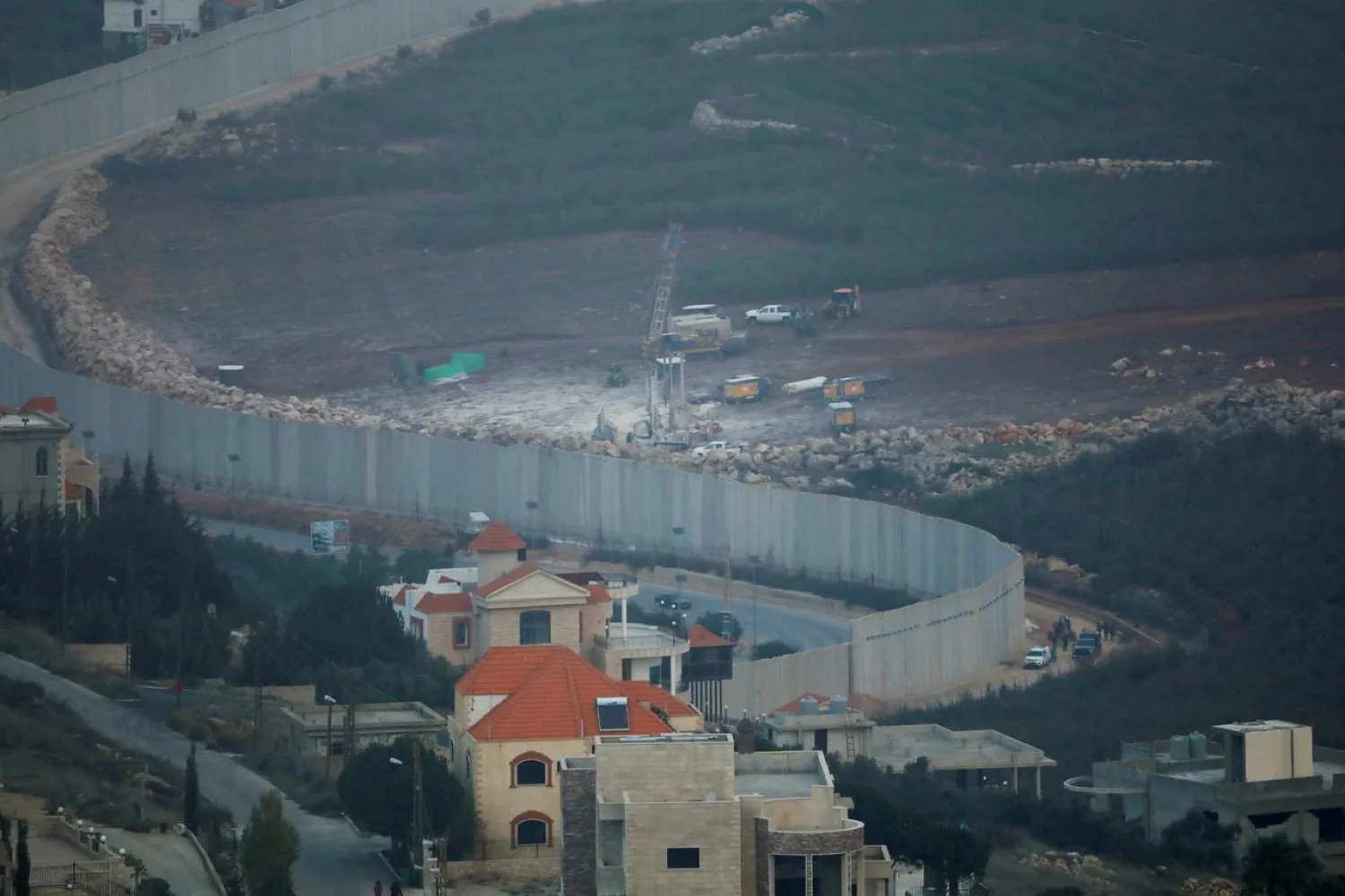 Israeli drilling equipment is seen next to the border with Lebanon, near the Lebanese village of Kfar Kila on December 4, 2018. REUTERS/Ronen Zvulun/File Photo