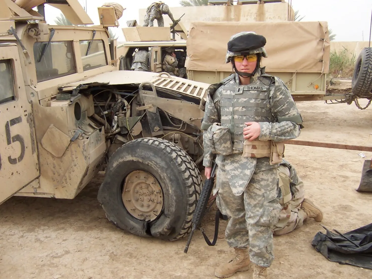 Melissa Thomas, the author, in Iraq shortly after her Humvee was hit by a roadside bomb in 2006. (Melissa Thomas)