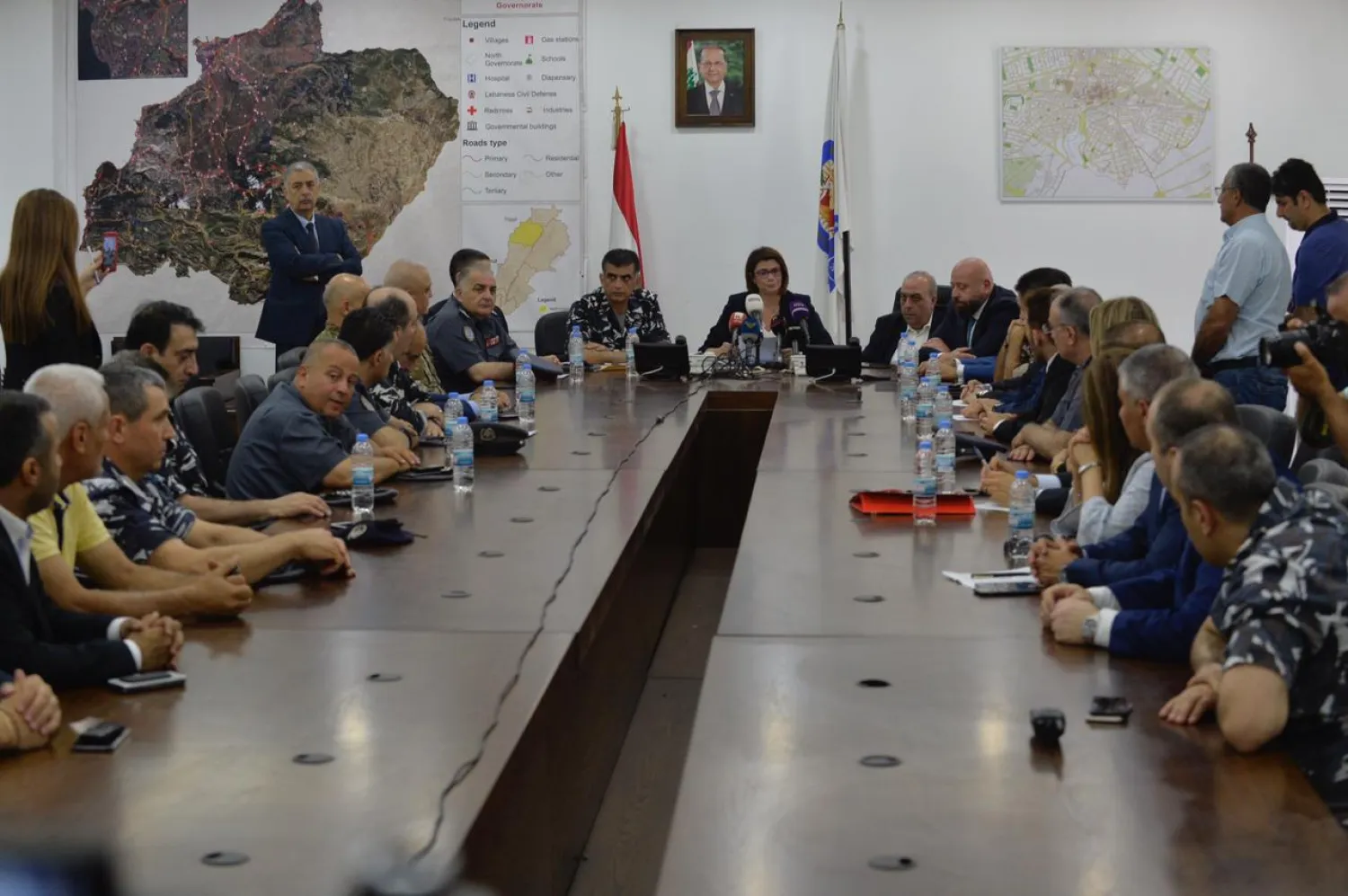 Lebanese Interior Minister Raya Al-Hassan during her press conference. NNA