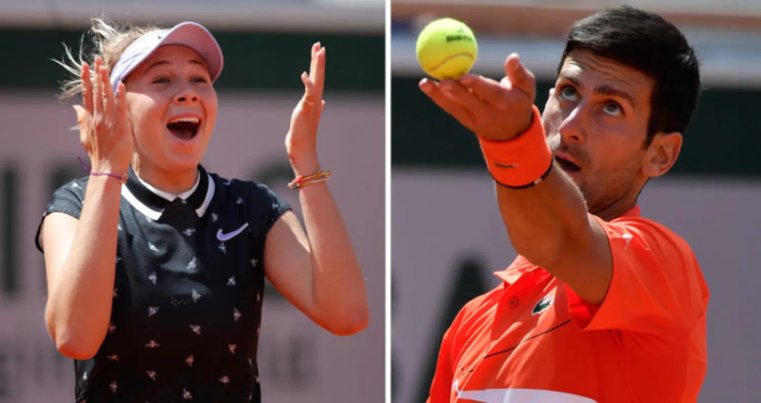 ديوكوفيتش يواصل انتصاراته (إ.ب.أ)  -  أنيسيموفا تحتفل بانتصارها المفاجئ على هاليب (رويترز)