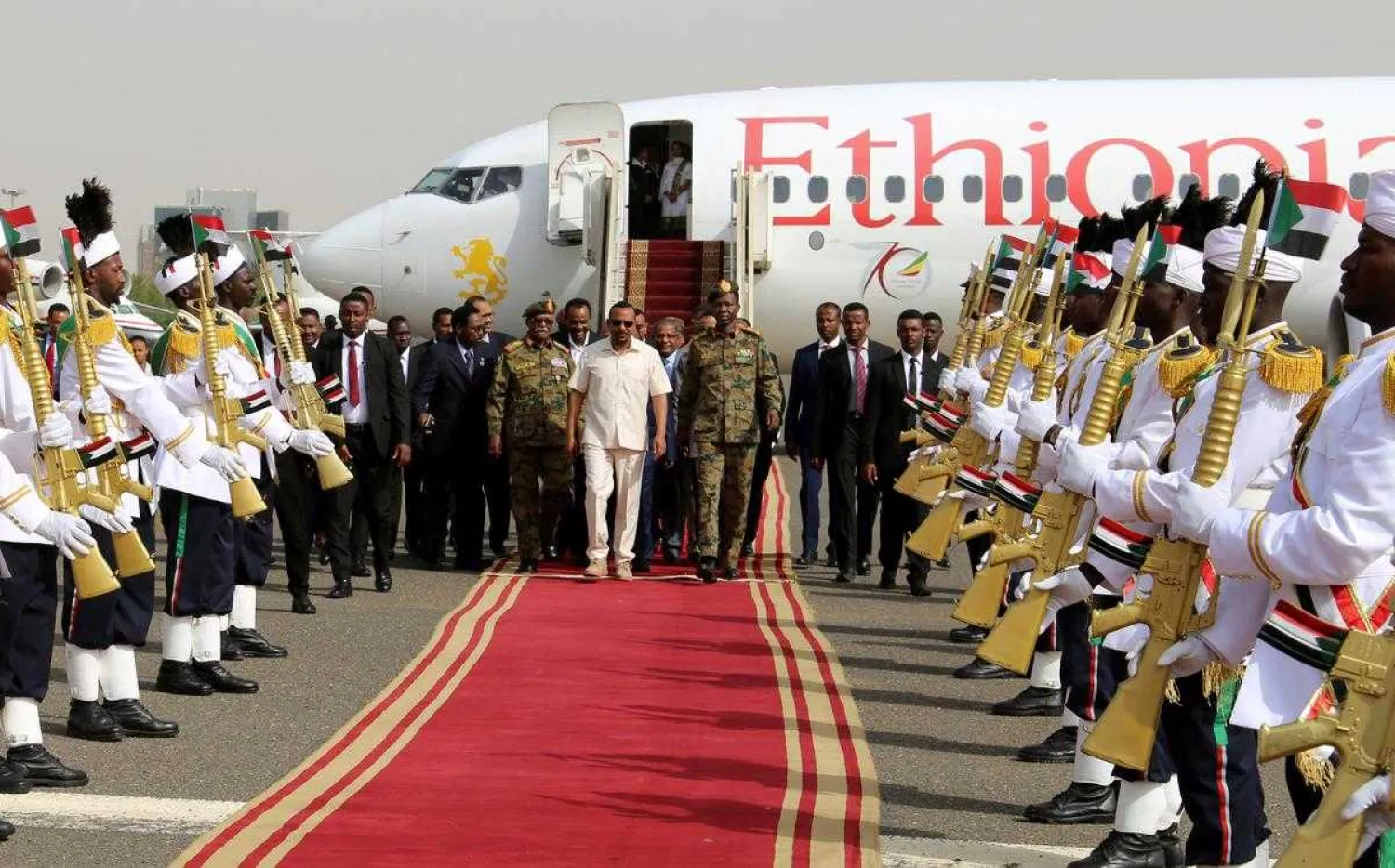 Ethiopian Prime Minister Abiy Ahmed, arrives to mediate in the political crisis that has followed after the overthrow of Sudanese President Omar al-Bashir, at the airport in Khartoum, Sudan June 7, 2019. REUTERS/Mohamed Nureldin Abdallah
