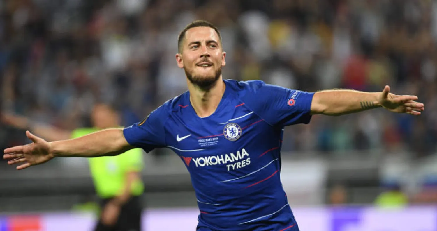 هازارد رحل عن تشيلسي بعد أن لعب دوراً بارزاً في فوزه بالدوري الأوروبي (أ.ف.ب)