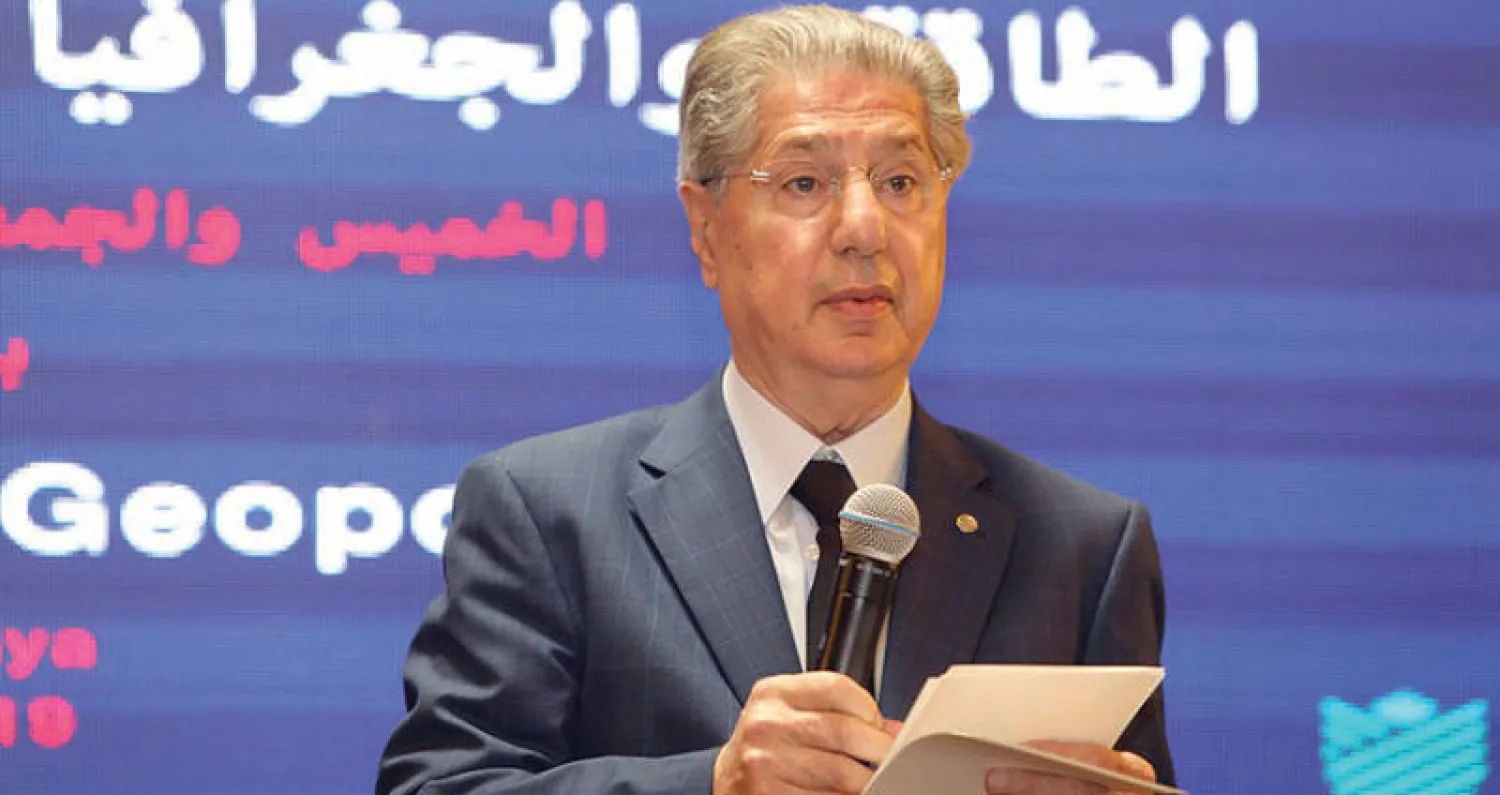 الرئيس السابق أمين الجميل يلقي كلمته في المؤتمر (الوكالة الوطنية)