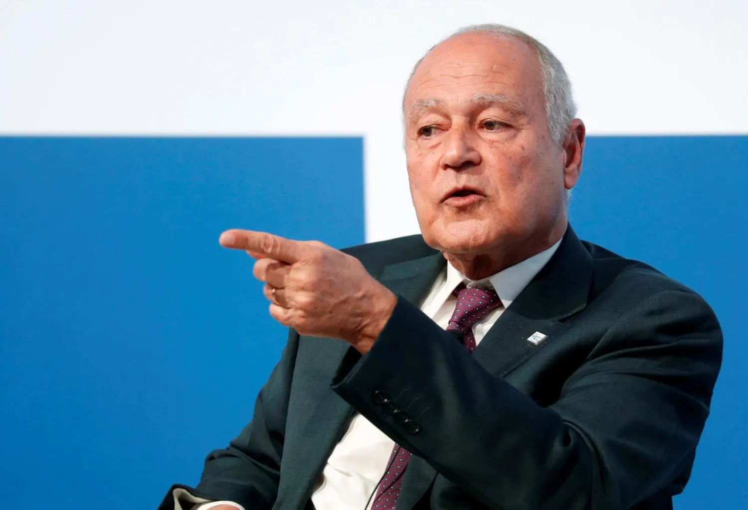 FILE PHOTO: Ahmed Aboul Gheit, Arab League's secretary general, gestures as he speaks at the Rome Mediterranean summit MED 2018 in Rome, Italy. Reuters