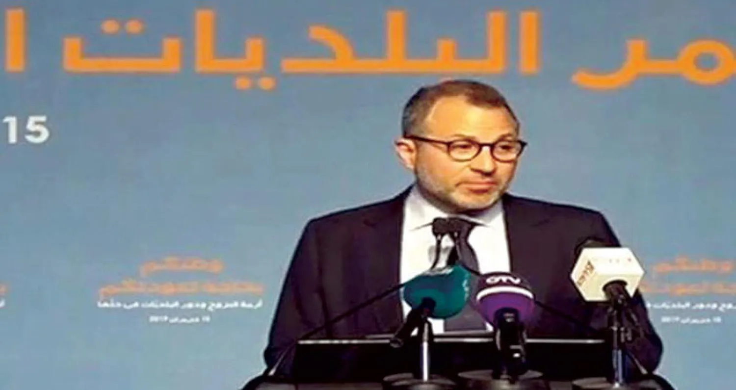 الوزير جبران باسيل يلقي كلمته في مؤتمر البلديات (الوكالة الوطنية)