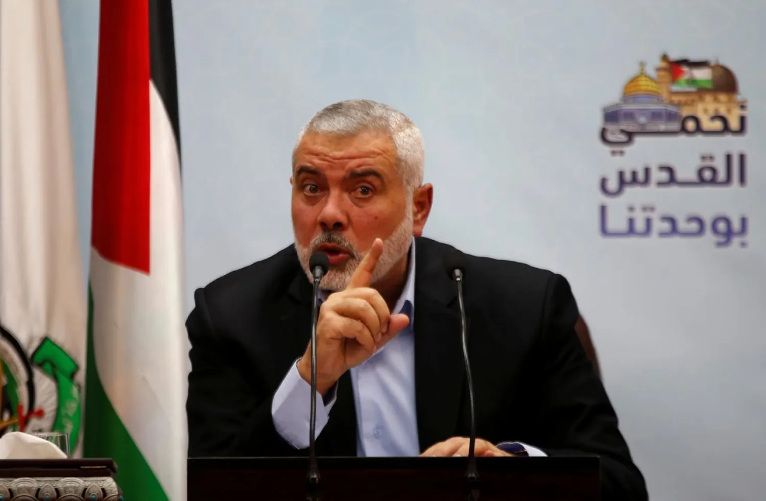 Hamas Chief Ismail Haniyeh gestures as he delivers a speech in Gaza City (File Photo: Reuters)
