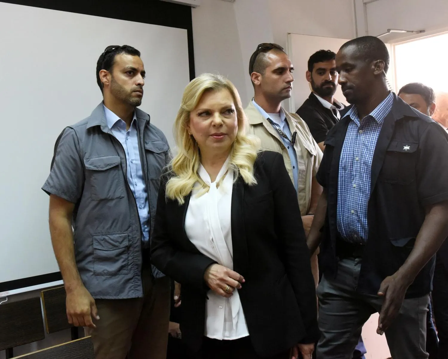 Israeli Prime Minister Benjamin Netanyahu's wife, Sara, arrives in to the Magistrate Court, for a hearing on a plea deal over the misuse of state funds for meals, in Jerusalem June 16, 2019. Debbie Hill/Pool via REUTERS
