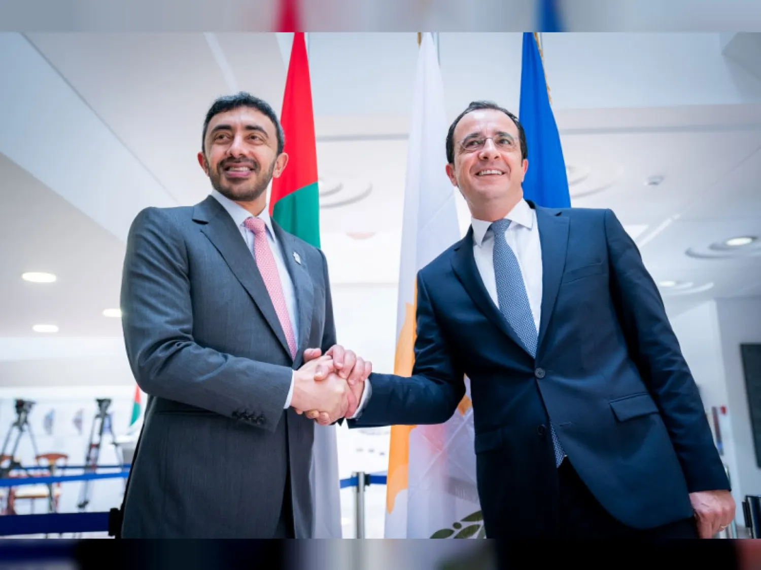 UAE Minister of Foreign Affairs and International Cooperation Sheikh Abdullah bin Zayed Al Nahyan meets his Cypriot counterpart in Nicosia. (WAM)