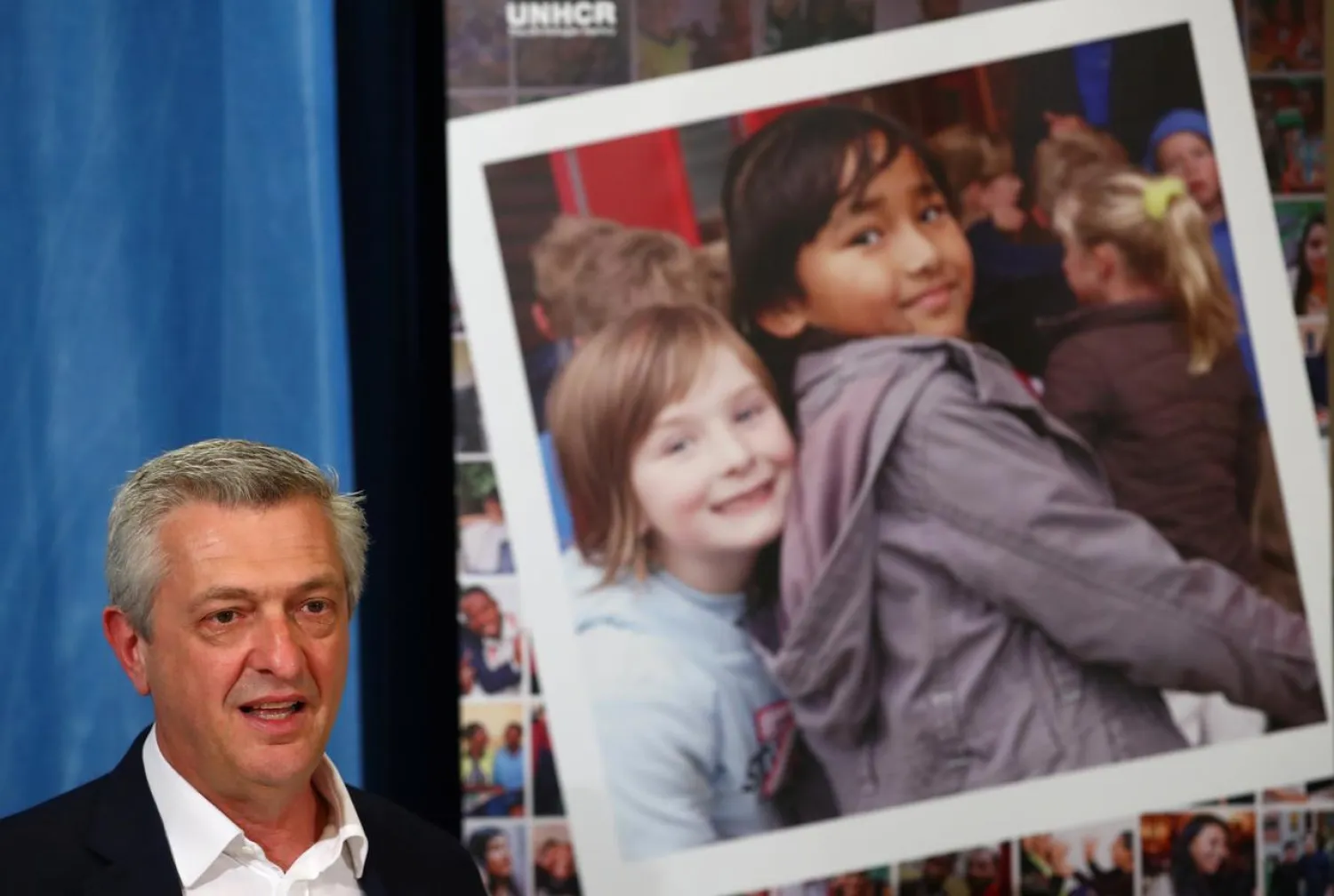 UN High Commissioner for Refugees Filippo Grandi attends a news conference on the annual Global Trends report on forced displacement at in Geneva, Switzerland, June 17, 2019. (Reuters)
