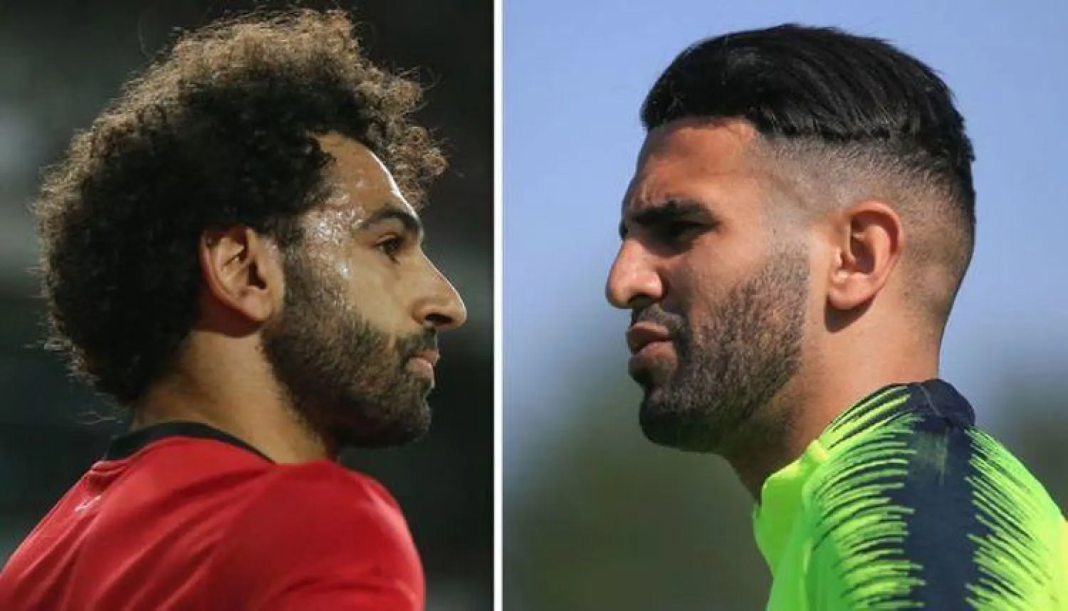قائد فريق منتخب الجزائر رياض محرز ومحمد صلاح مهاجم مصر (غيتي)