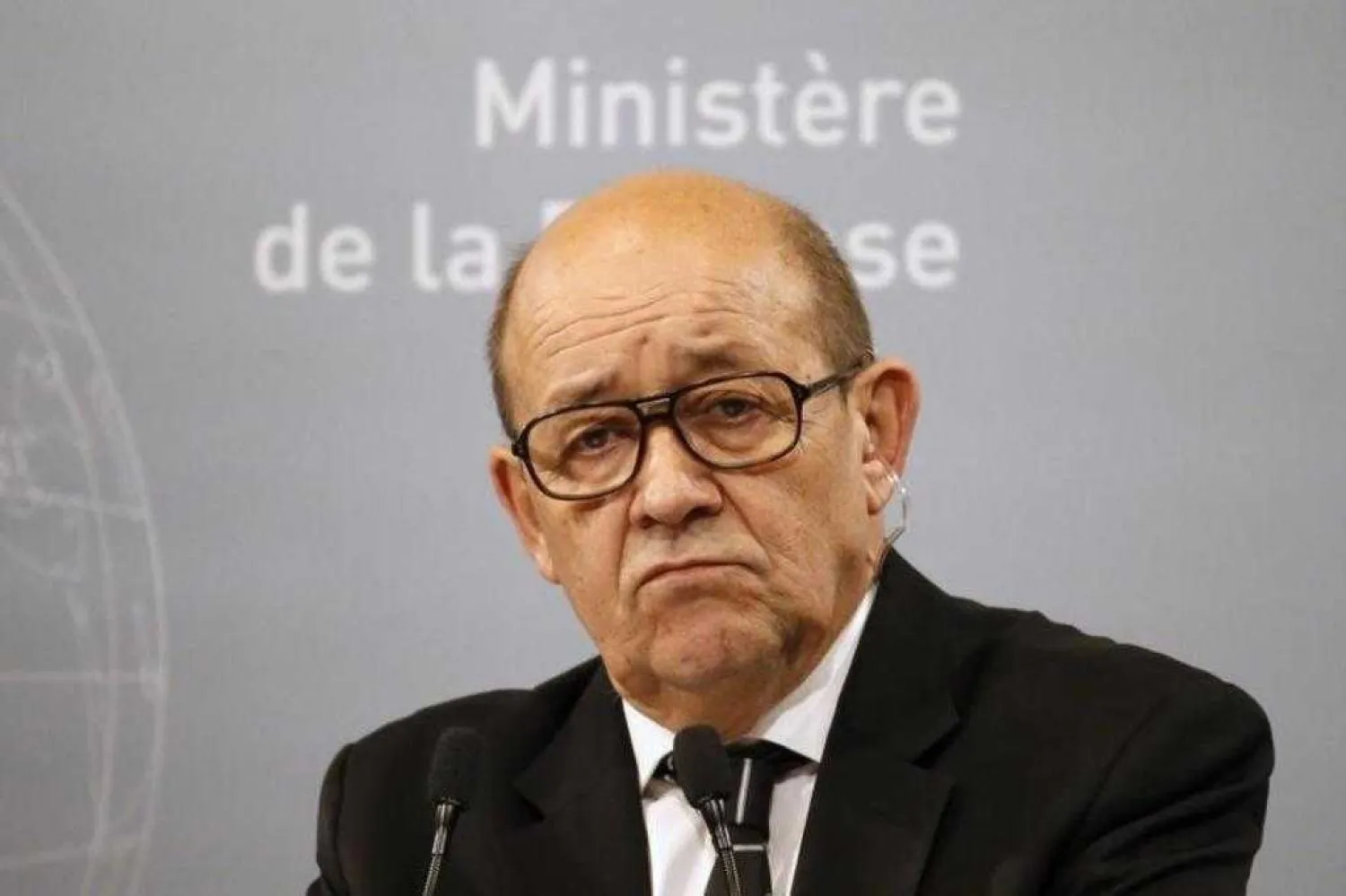 Jean-Yves Le Drian reacts during a news conference at the French Defense Ministry in Paris. Reuters file photo