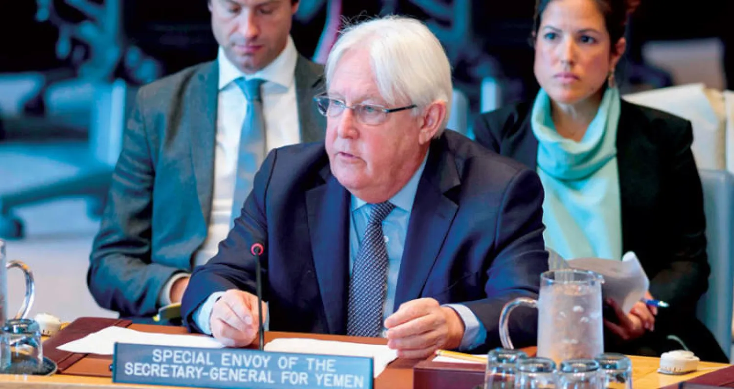 غريفيث خلال إحدى الجلسات في مشاورات السويد التي عقدت في ديسمبر الماضي (أ.ف.ب)