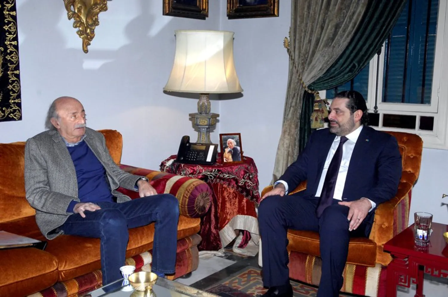 Lebanon’s Prime Minister Saad al-Hariri and Progressive Socialist Party (PSP) leader Walid Jumblatt (NNA)
