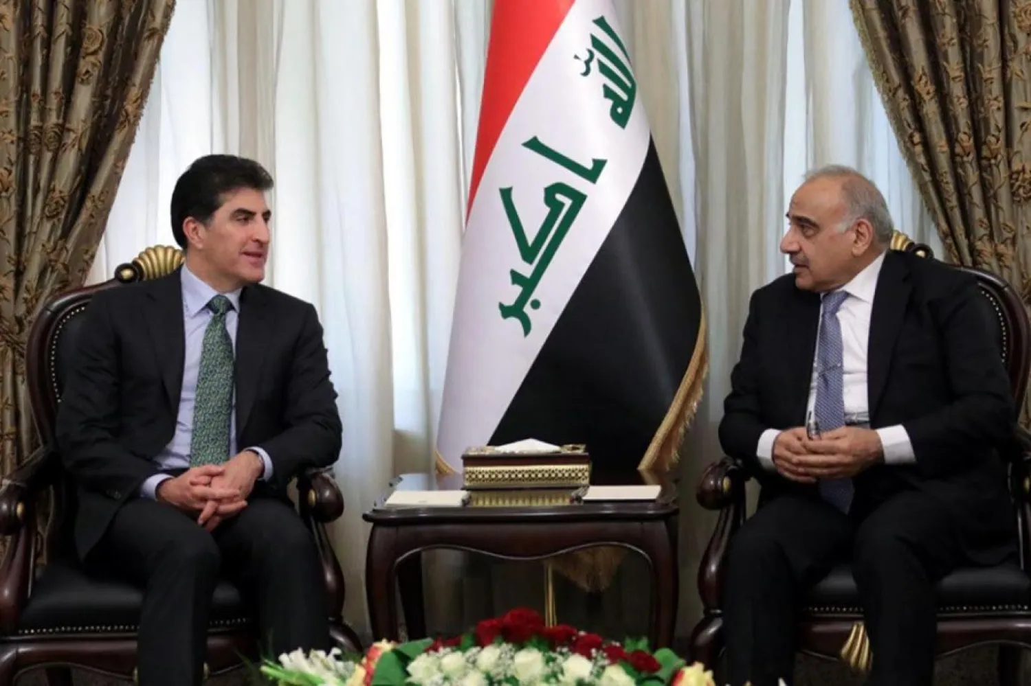 Irak Başbakanı Adil Abdulmehdi ve IKBY Başkanı Neçirvan Barzani bir araya geldi (Irak Başbakanlık Medya Ofisi)