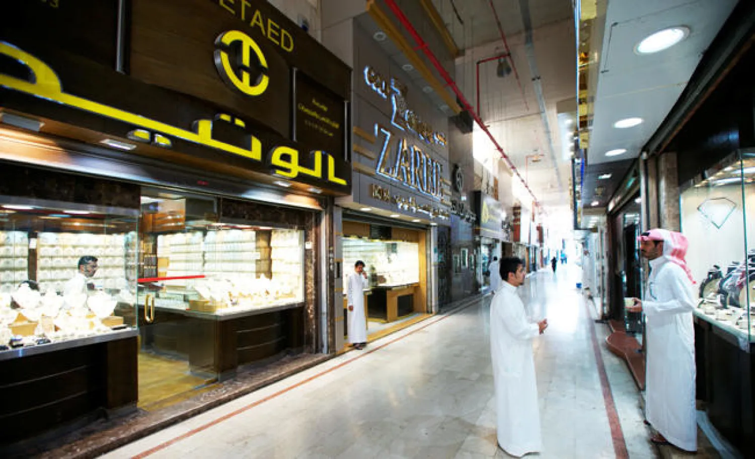 People stand outside jewellery stores in Riyadh, Saudi Arabia, in this November 12, 2017 photo. (REUTERS)
