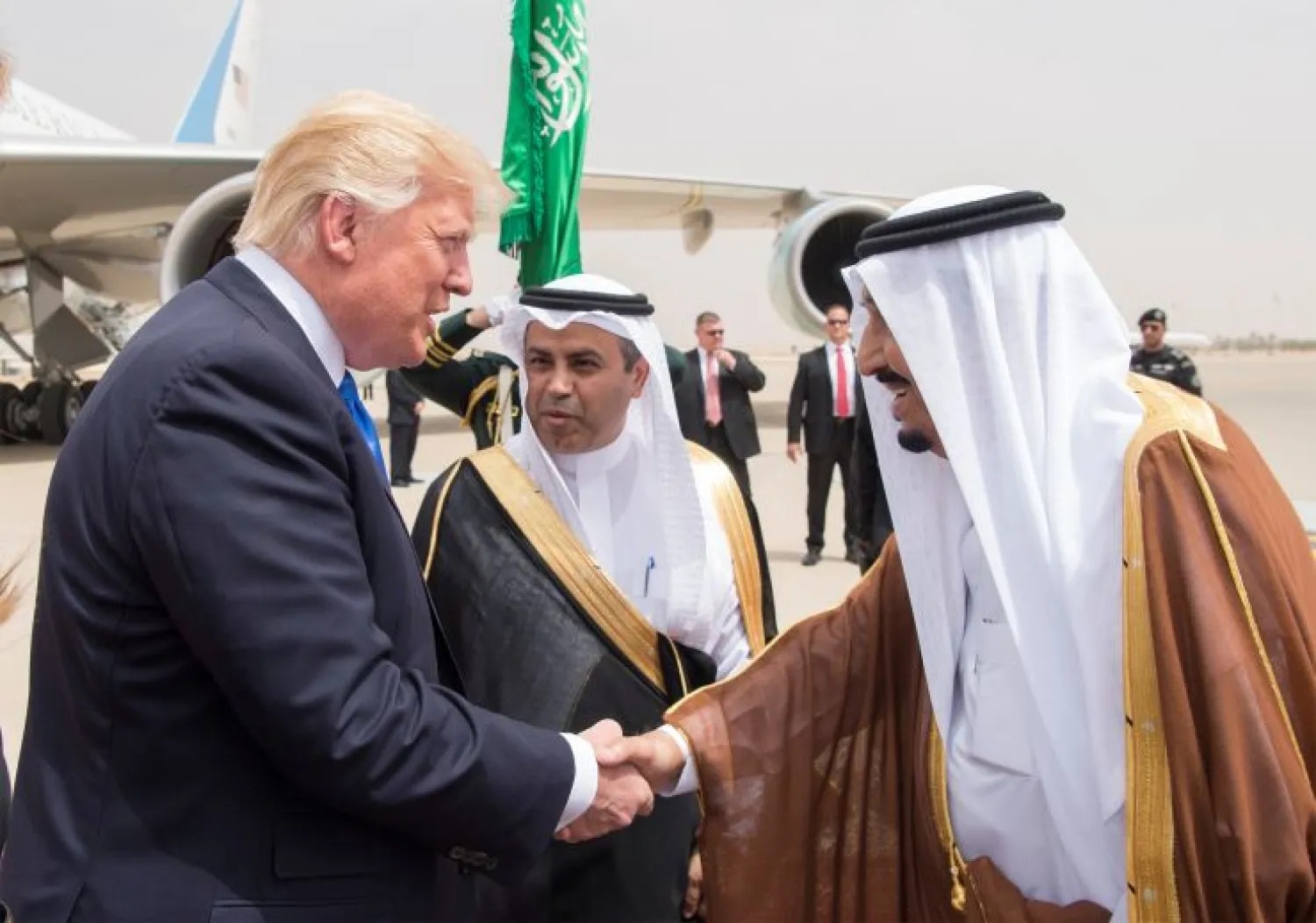 Saudi Arabia’s King Salman bin Abdulaziz Al Saud shakes hands with U.S. President Donald Trump during a reception ceremony in Riyadh, Saudi Arabia, May 20, 2017. | Bandar Algaloud | Courtesy of Saudi Royal Court | Reuters