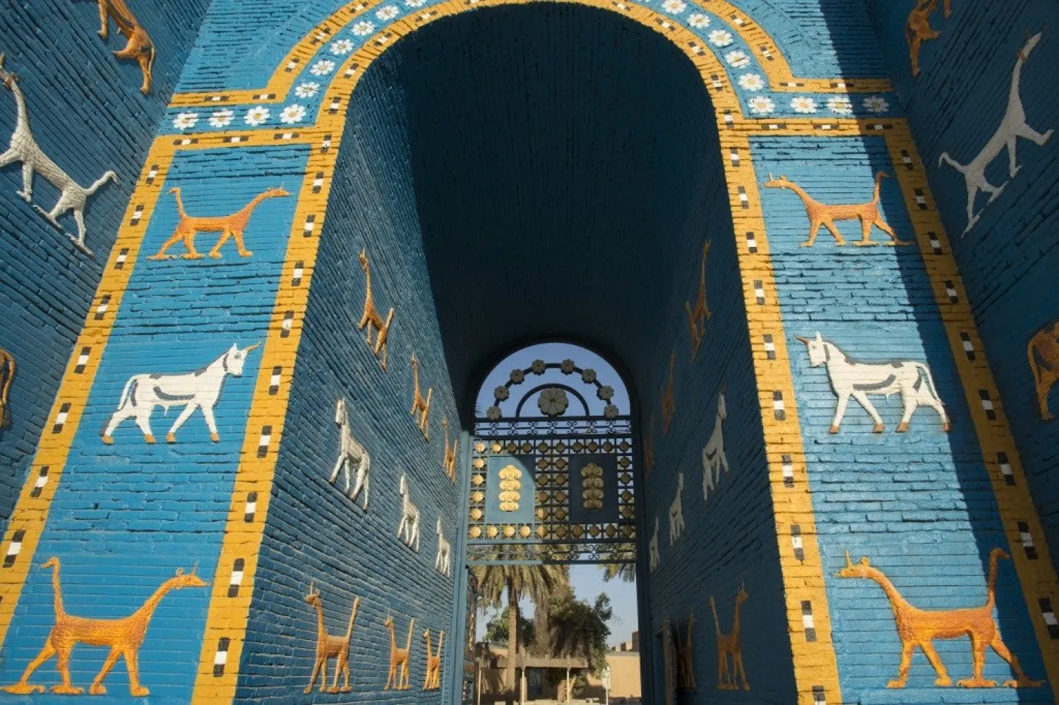 A picture taken on June 29, 2019 shows the Ishtar Gate at the ancient archaeological site of Babylon, south of the Iraqi capital Baghdad. (AFP)